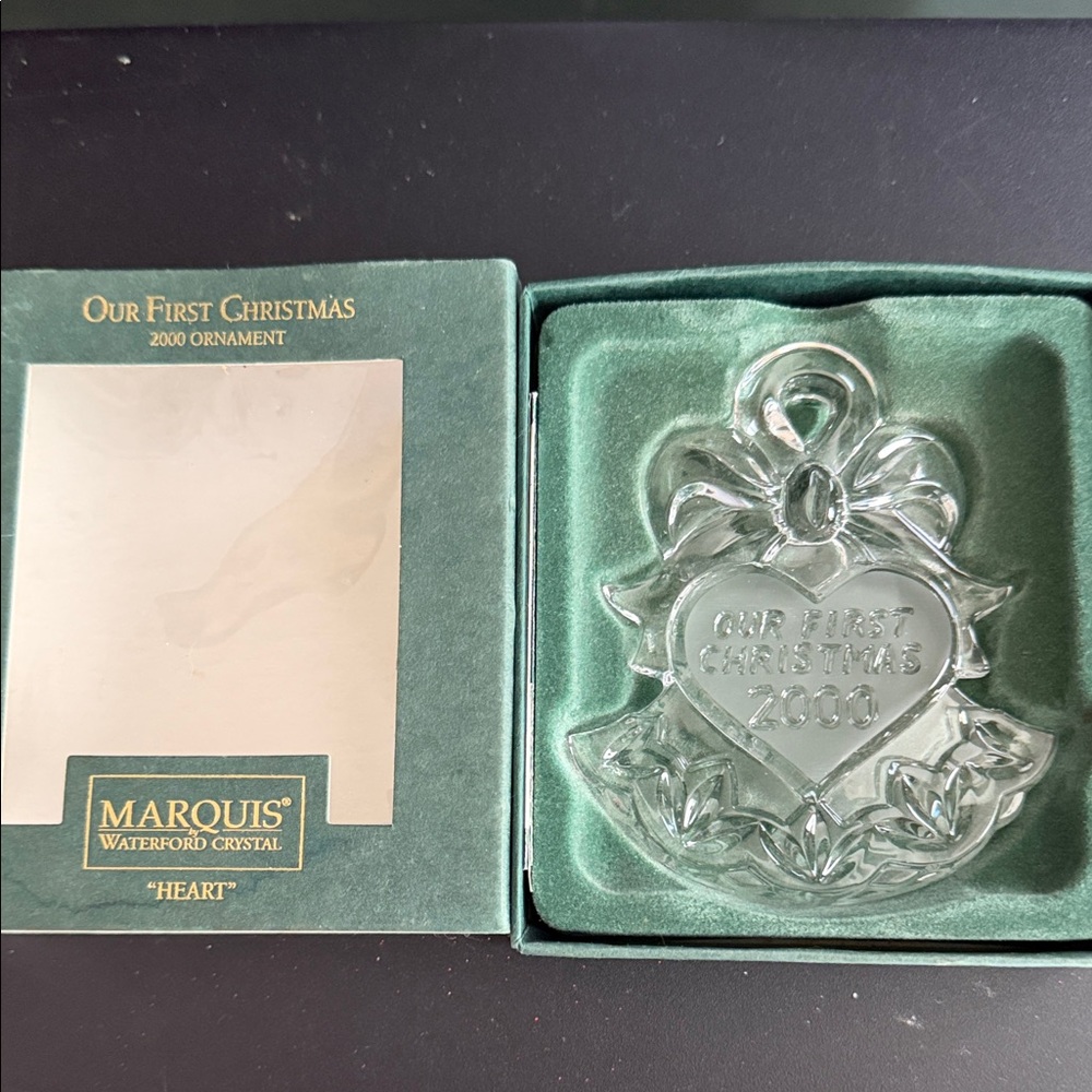 Waterford Crystal Clear Heart Holiday Ornament with Ribbon Detail‎
